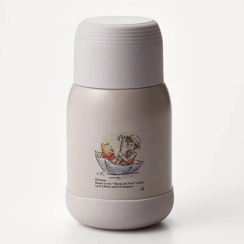 日本千趣會 - 迪士尼 復古風保冷保溫瓶-小熊維尼-灰杏 (180ml)