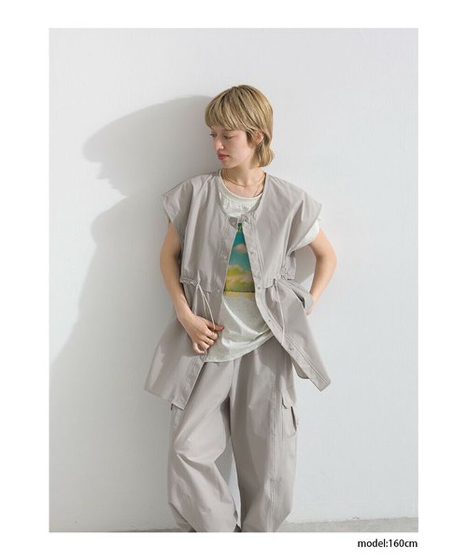 日本 le colis - 接觸冷感 光暈印花法式袖T恤-黑