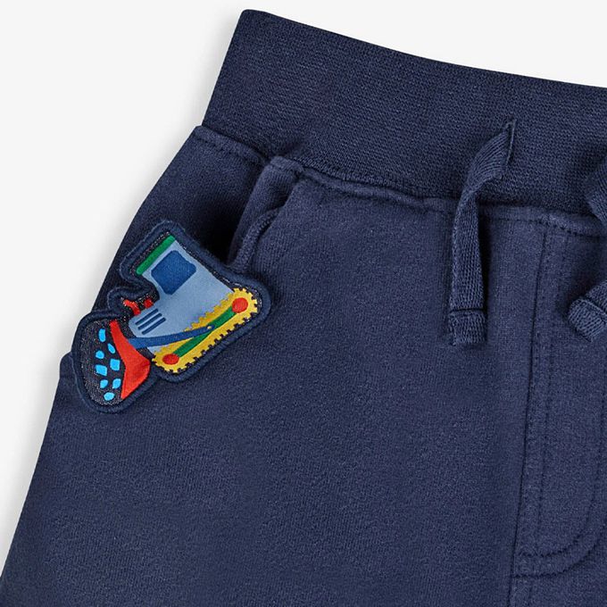 英國 JoJo Maman BeBe - 超優質嬰幼兒/兒童100%純棉綁繩短褲-推土機