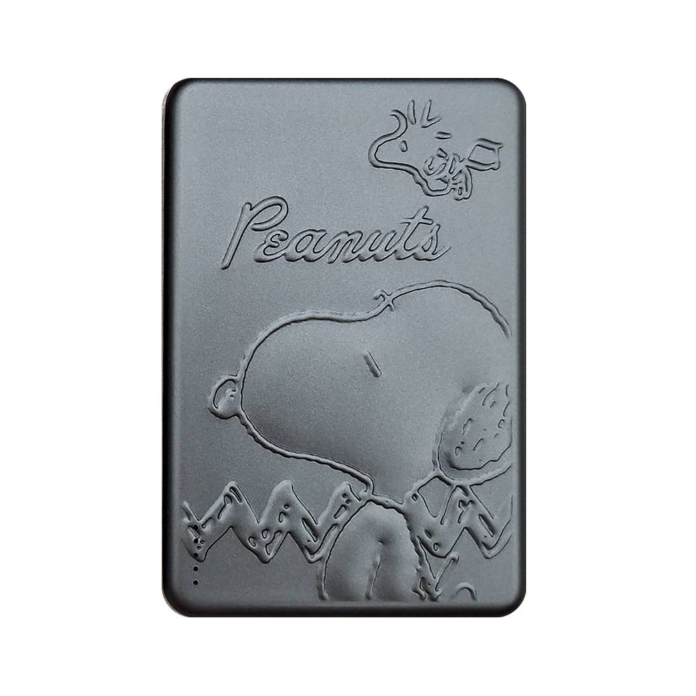 SNOOPY 20W PD超薄磁吸無線快充行動電源 10000mAh-浮雕微笑-深灰