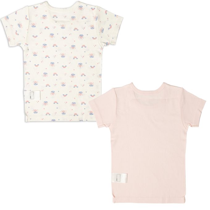 akachan honpo - 短袖圓領速乾上衣-2件組 兔子-粉紅色