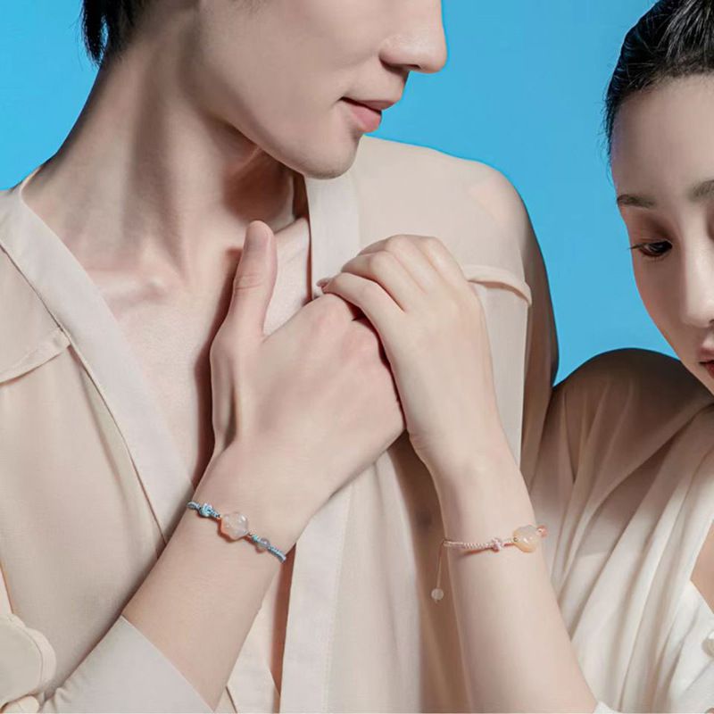 手工編織櫻花瑪瑙手鏈-男款