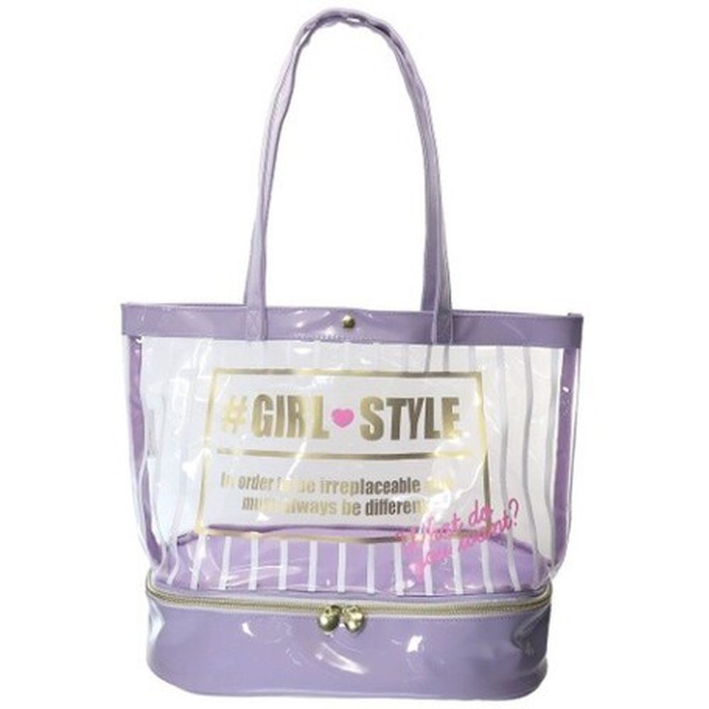日本服飾代購 - 上下分層透明PVC肩背包-女孩風格-紫