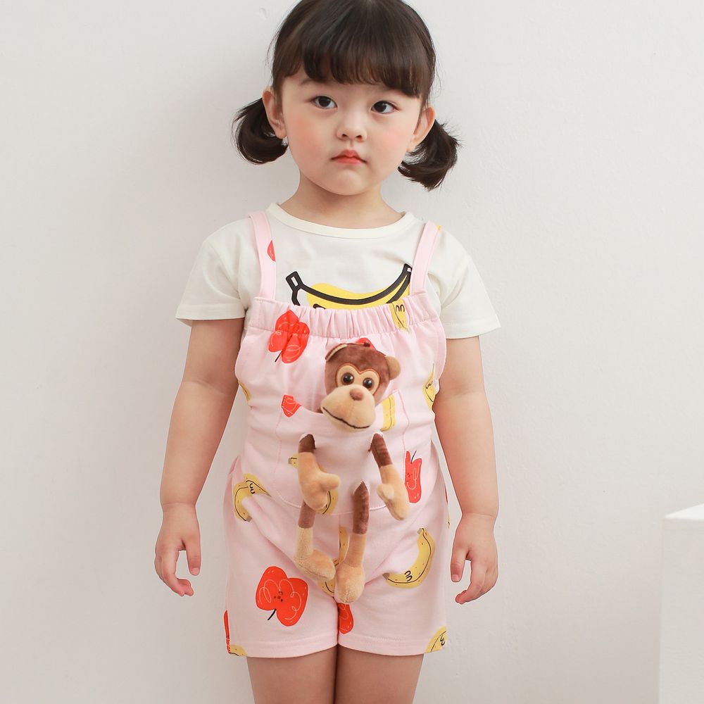 韓國 Coco Rabbit - 猴子娃娃吊帶褲-粉紅