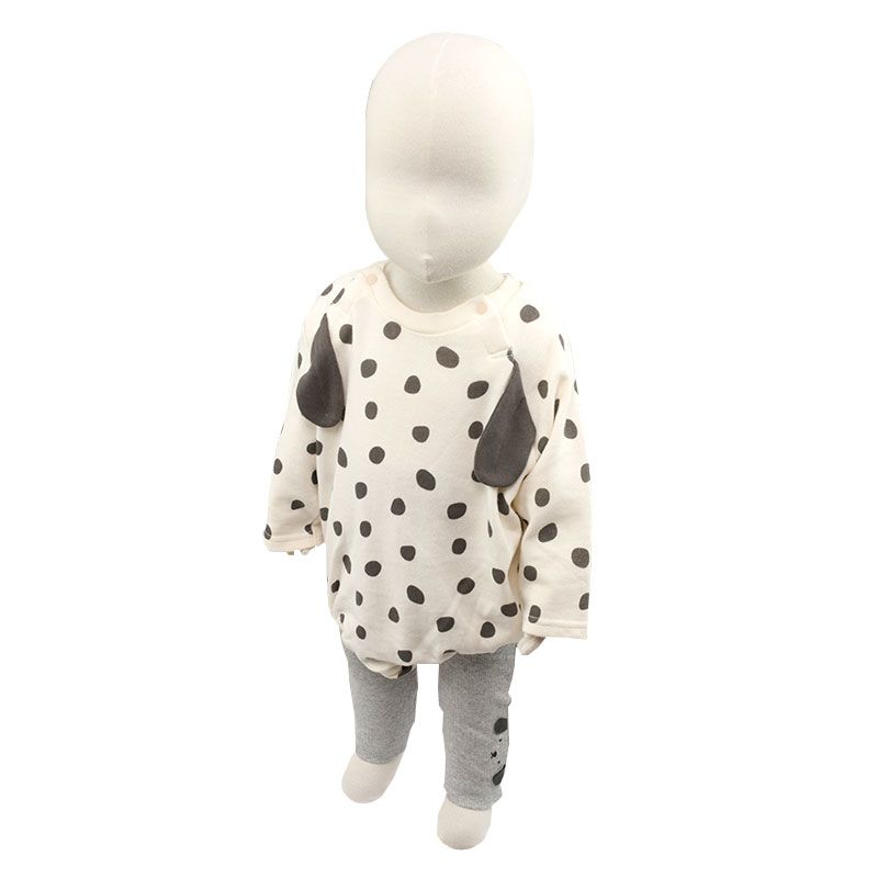 akachan honpo - 包屁衣+緊身褲-滿版印花-象牙白色