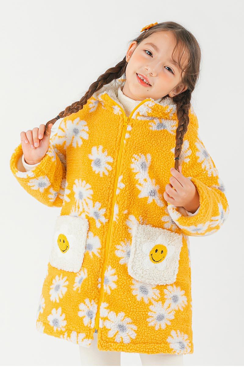 韓國 OZKIZ - 搖粒絨微笑雛菊大衣