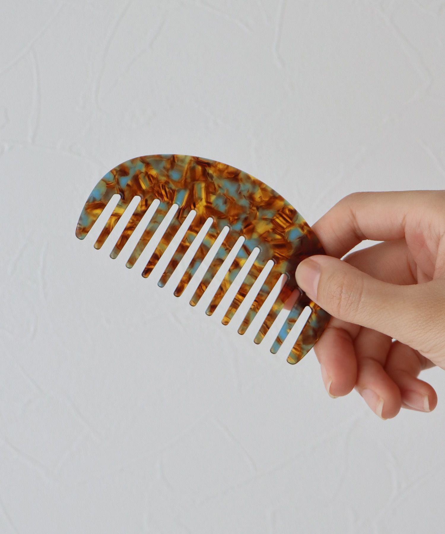 日本 BLUE EAST - 琥珀寶石小扁梳/梳子-粉綠