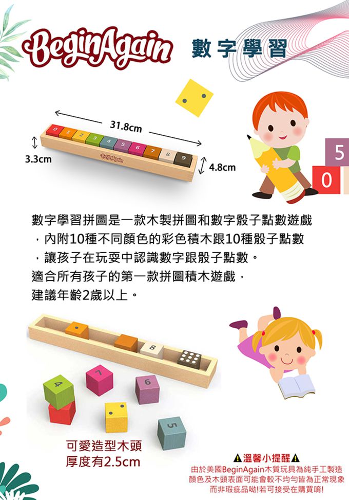 BeginAgain - 木頭造型玩具 數字學習 (B1315)