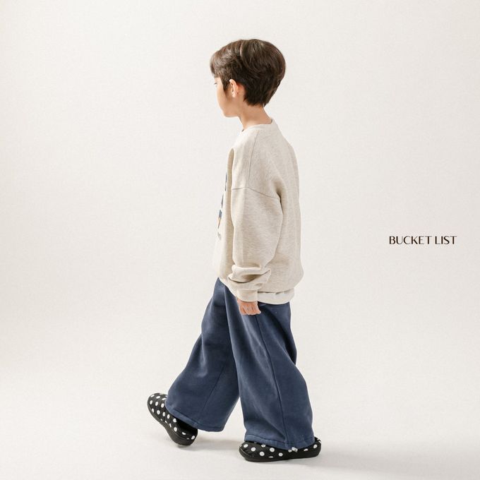 韓國 BUCKET LIST - (內磨毛)泰迪熊熊印長袖大學T-燕麥