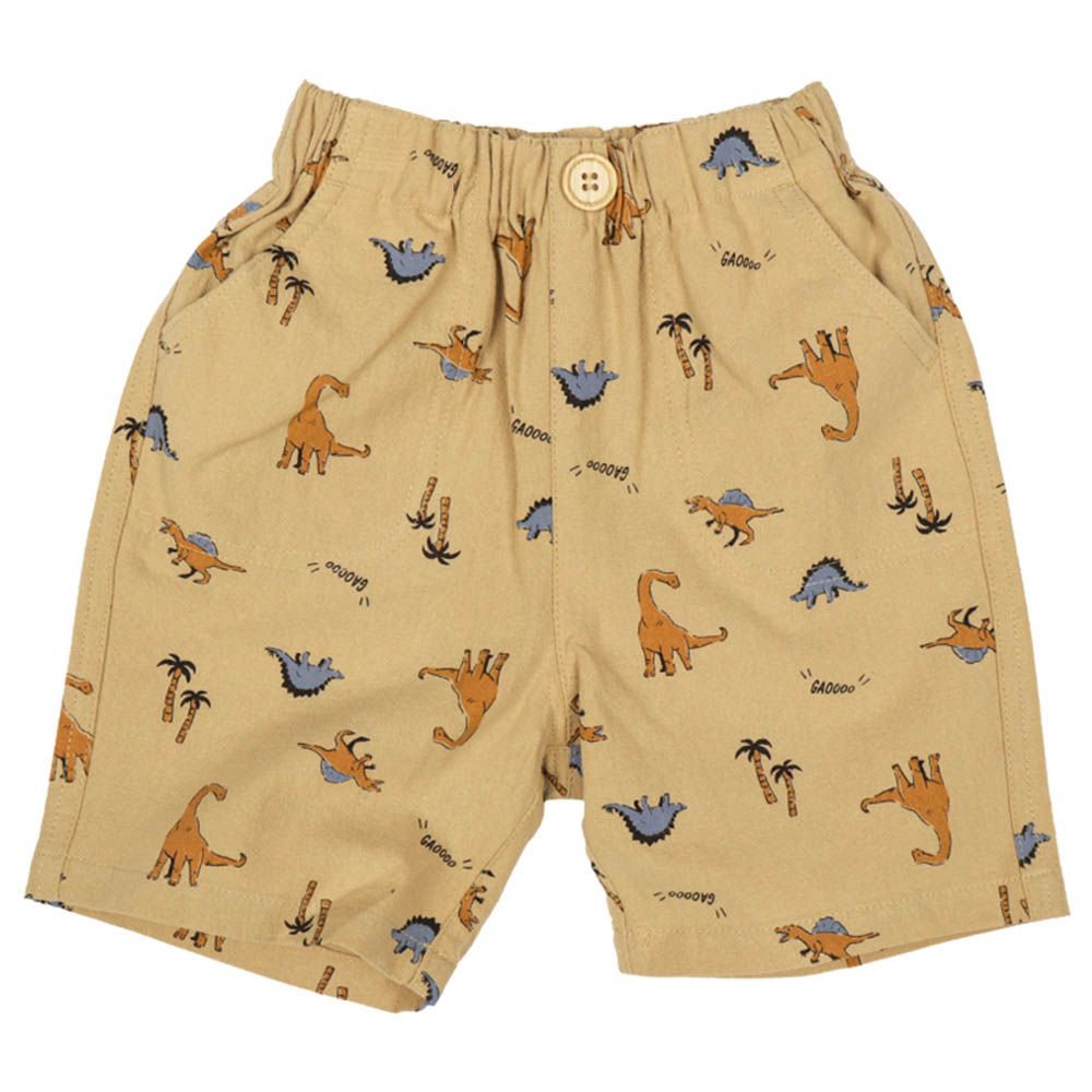 5分褲-麻質風-淺卡其色