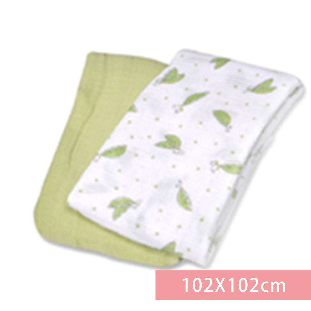 Summer Infant - 輕量細棉紗布寶寶毯2入組-甜蜜豌豆-適用年齡:新生兒起皆適用