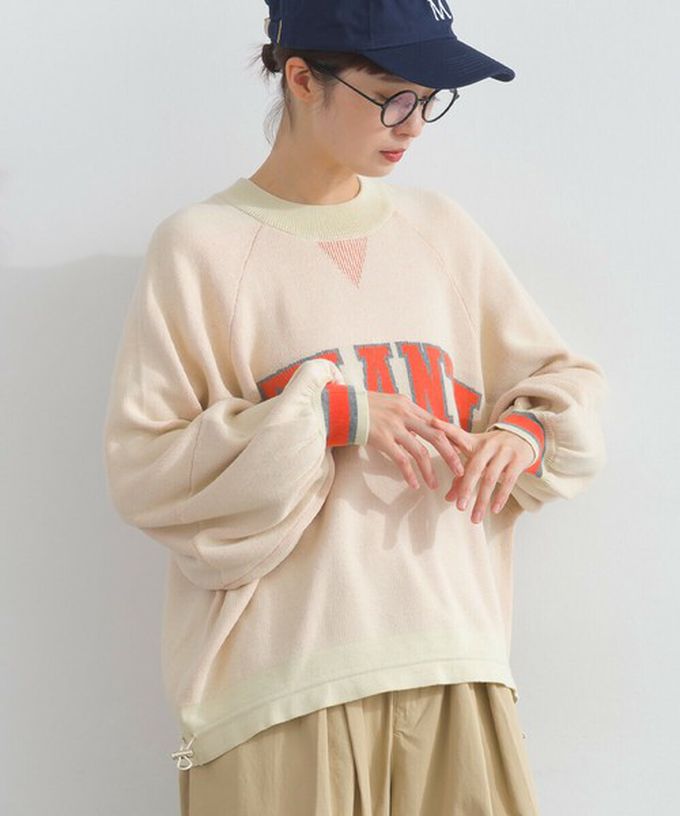 日本 Lupilien - 明亮撞色學院風抽繩針織上衣-灰