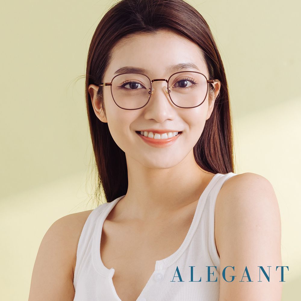 ALEGANT - 韓流復古暖日棕溫莎圈橢圓光學框UV400濾藍光眼鏡