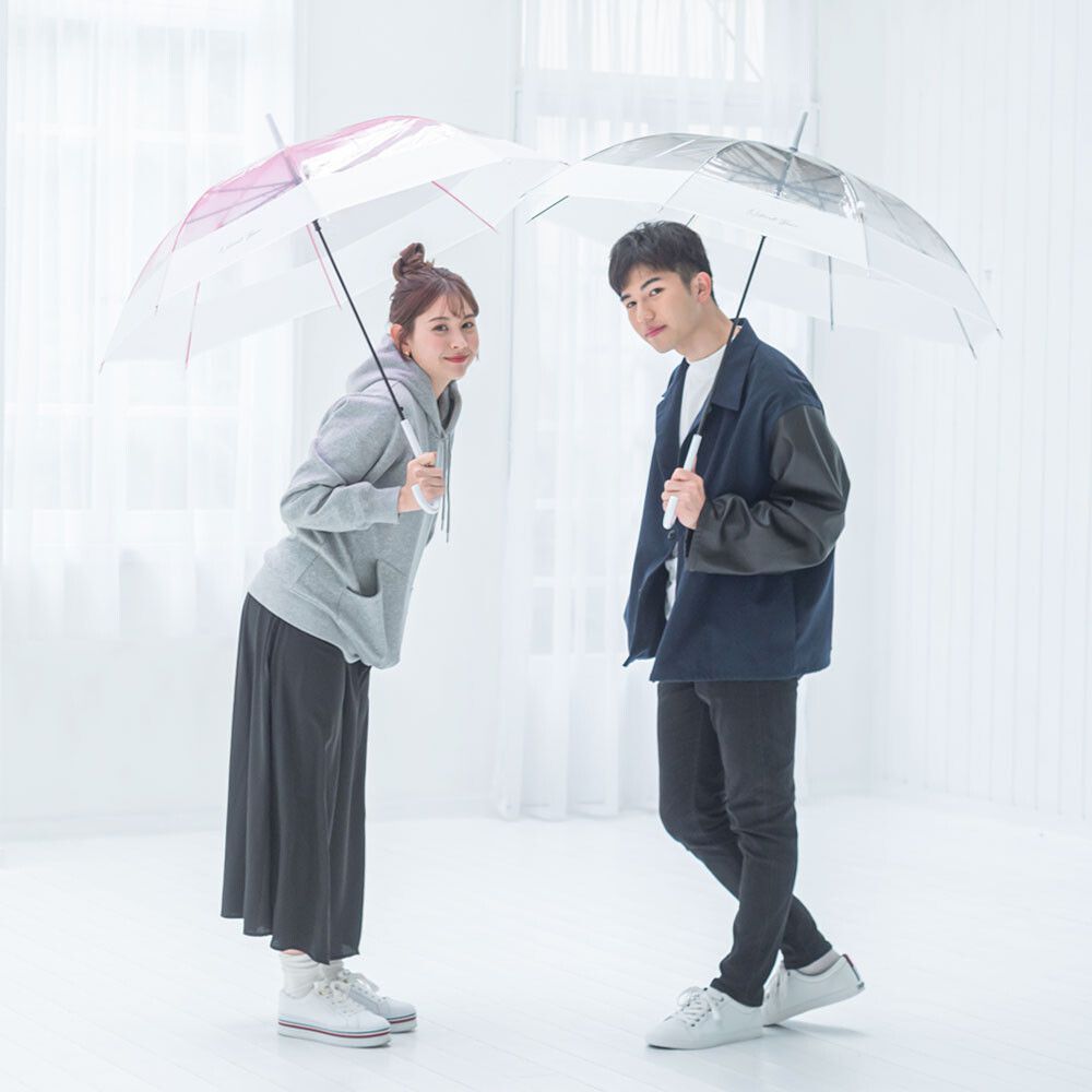 日本中谷 - [日雜推薦] 空氣感漸層透明傘/雨傘-簡約黑 (傘骨60cm)