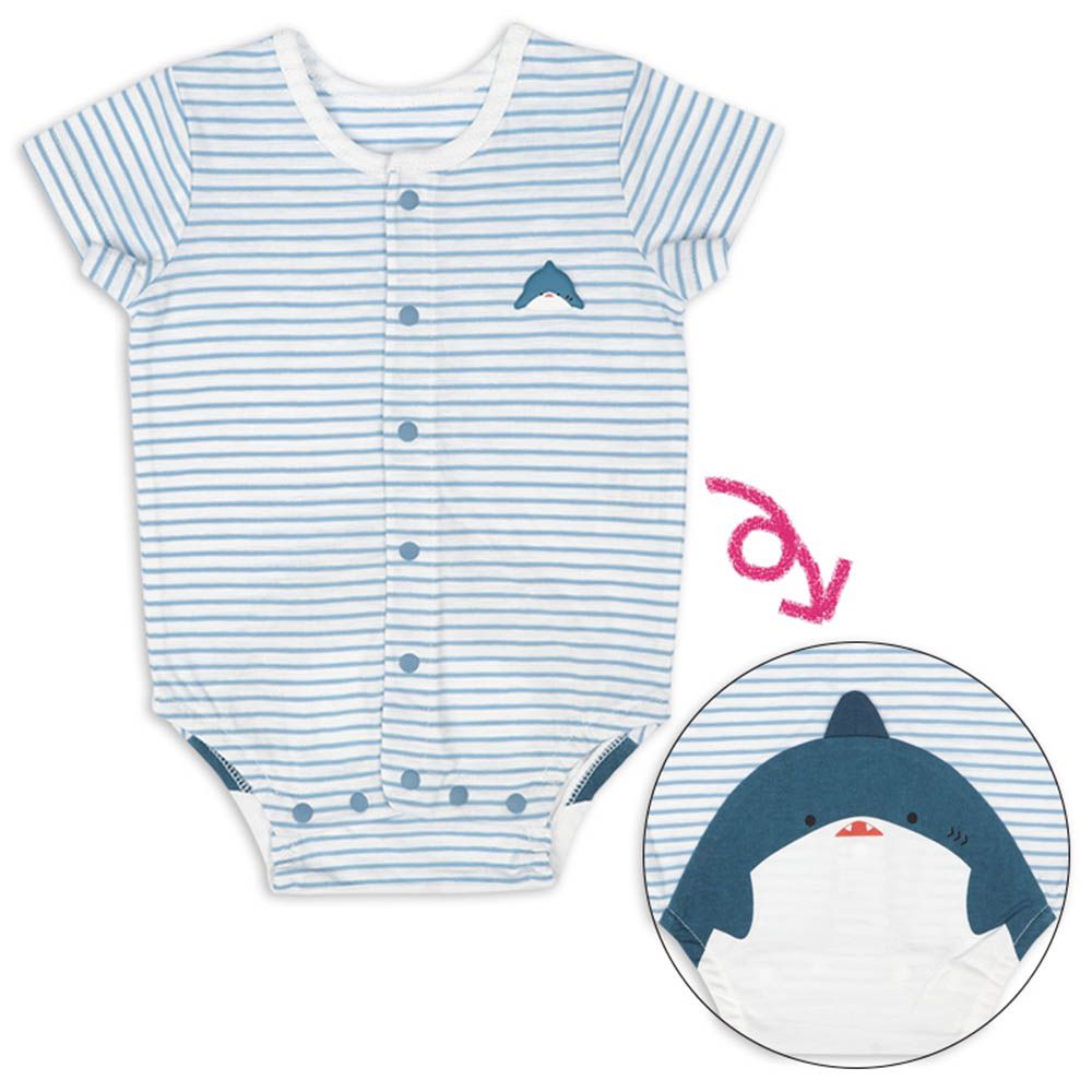 短袖包屁衣-海洋生物-藍色