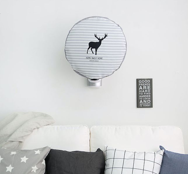 韓國 Bebe Deco - 可水洗電風扇收納套(直立型)-黑影麋鹿 (90*59cm)