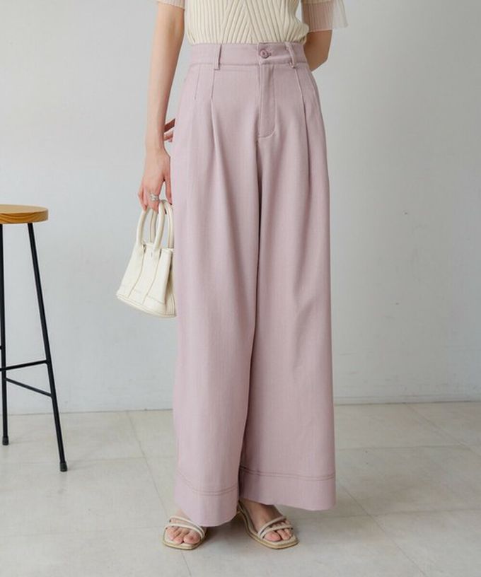 日本 Bab - 簡潔縫線俐落寬版長褲-黑