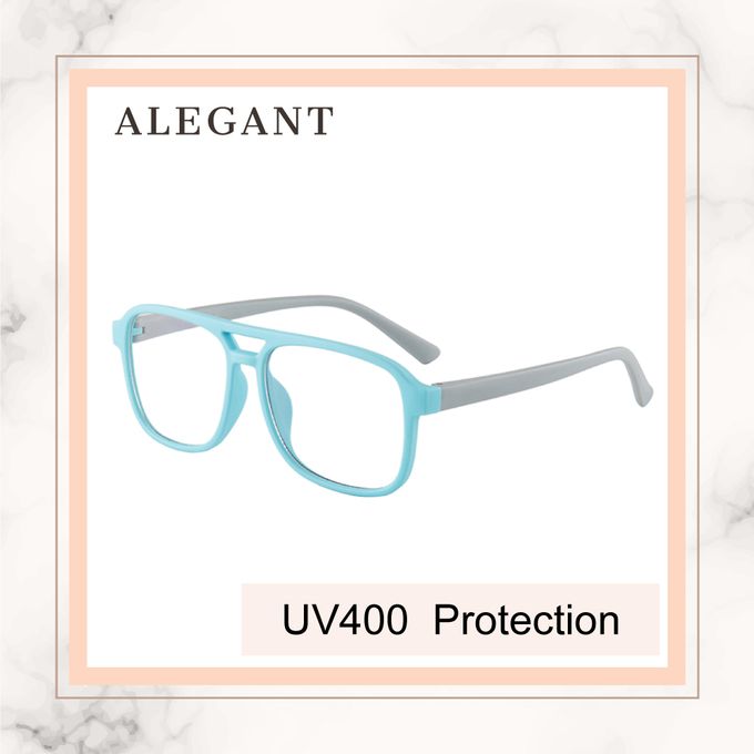 ALEGANT - 飛行樂園海藻藍兒童專用輕量矽膠彈性飛行員UV400濾藍光眼鏡