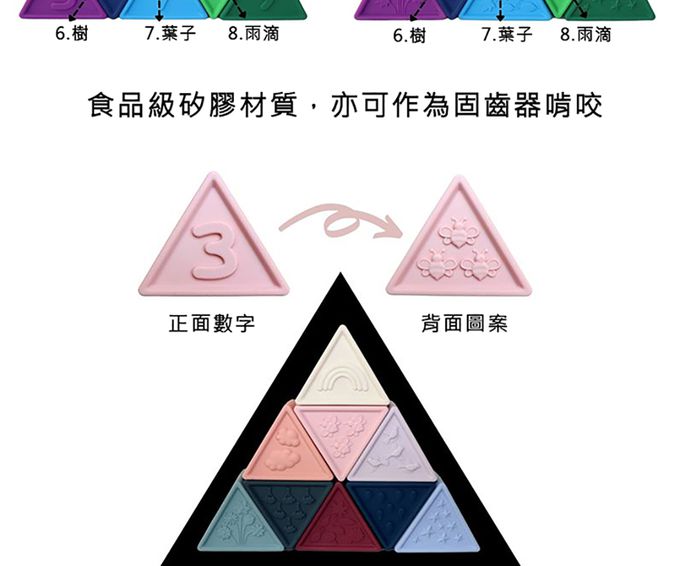 jellystone - 三角矽膠積木塔-馬卡龍粉彩