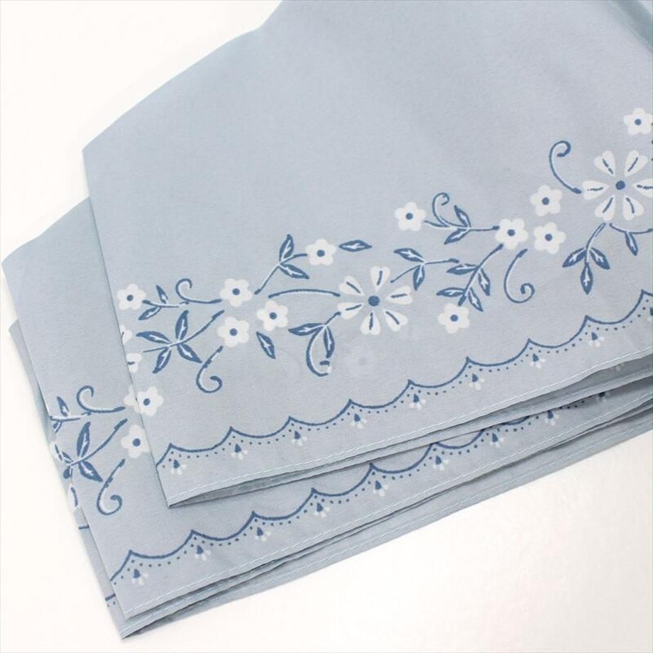 日本 nifty colors - 抗UV輕量 晴雨兩用折疊傘-浪漫花邊-水藍 (直徑98cm/191g)