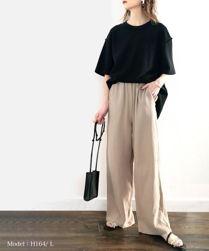 日本 Classical Elf - 純棉夏日柳葉舒適寬褲-黑