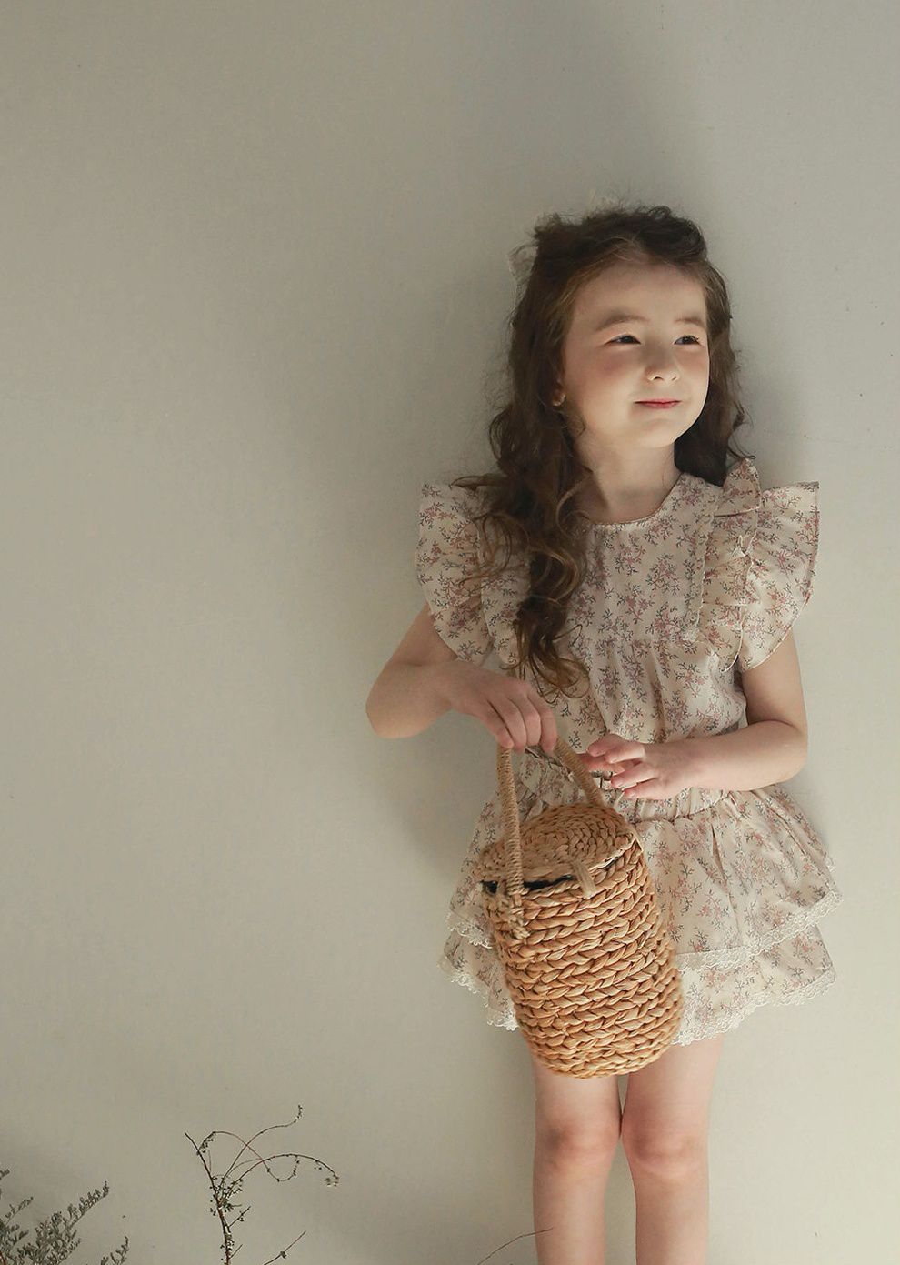 韓國 PuellaFLO - 蕾絲滾邊蛋糕褲裙-粉紅花