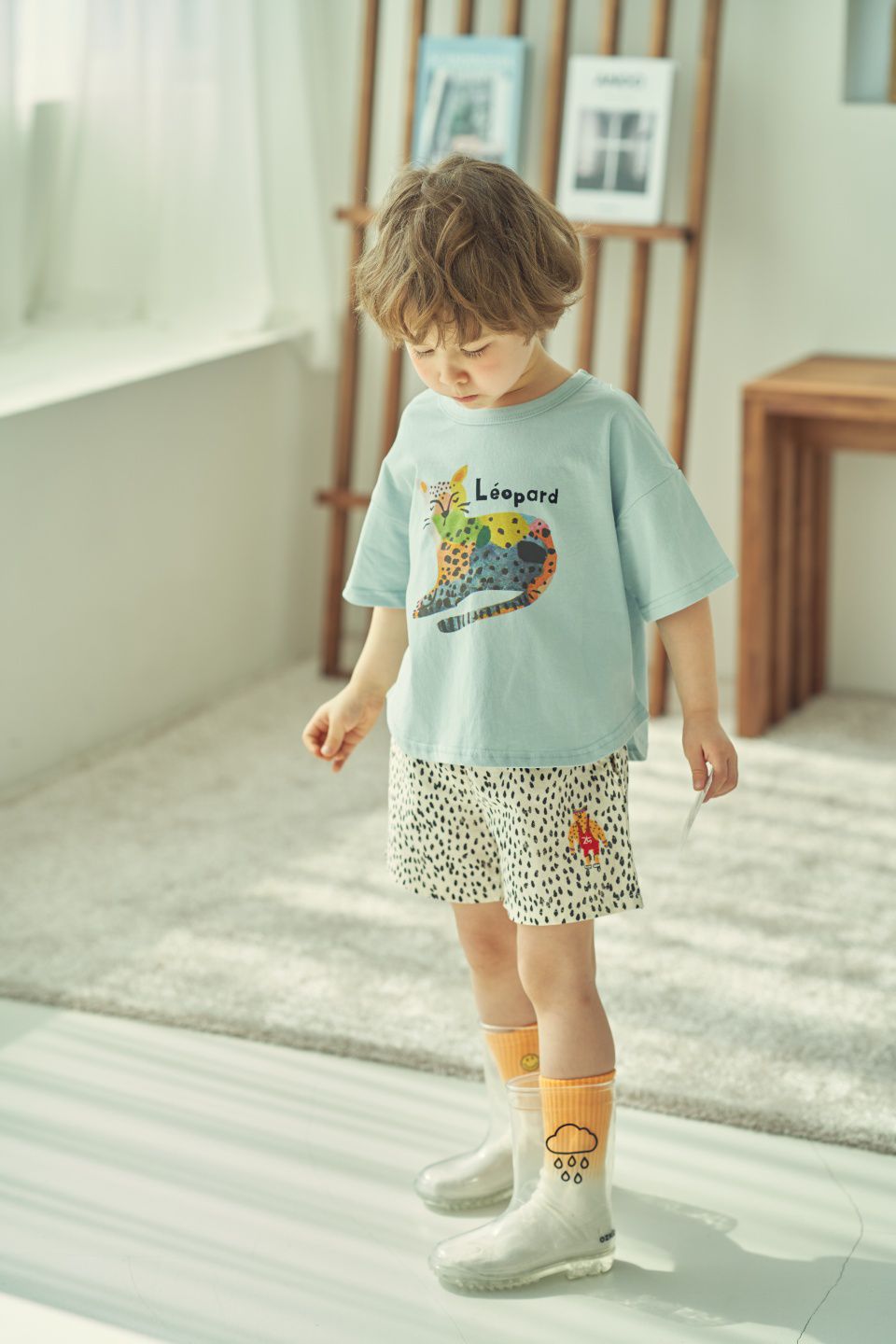 韓國 Mimico - 炫彩花豹T-天藍