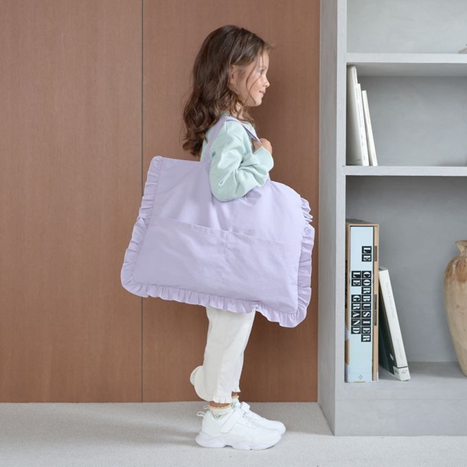 日本 Lycee mine - 防潑水 荷葉邊大容量上學包-小花-藍 (33x43cm)