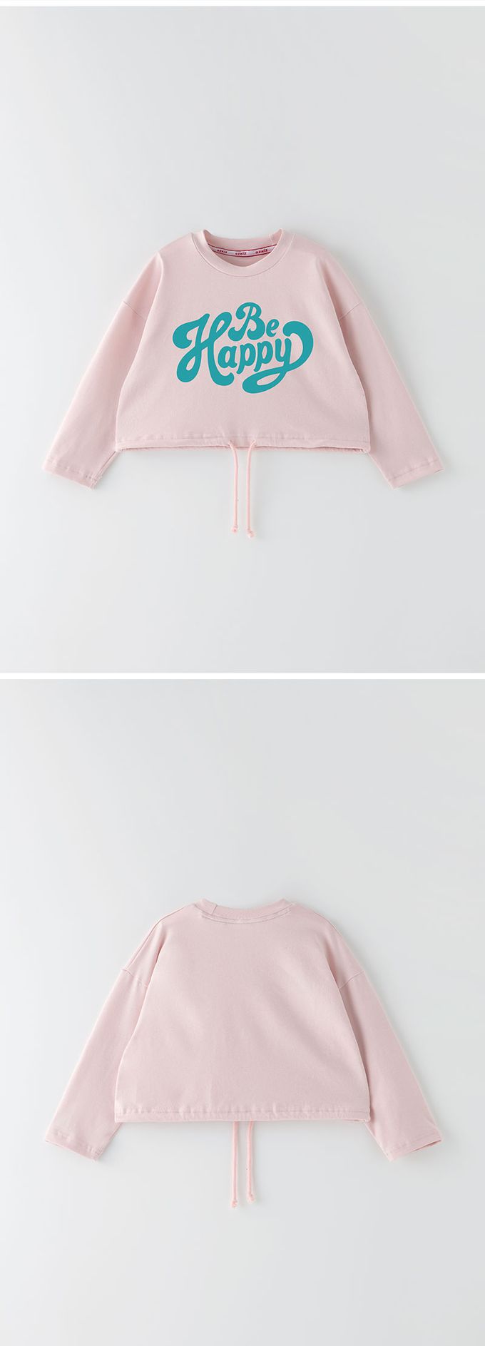 韓國 OZKIZ - 運動風字母印寬版長袖上衣-象牙白