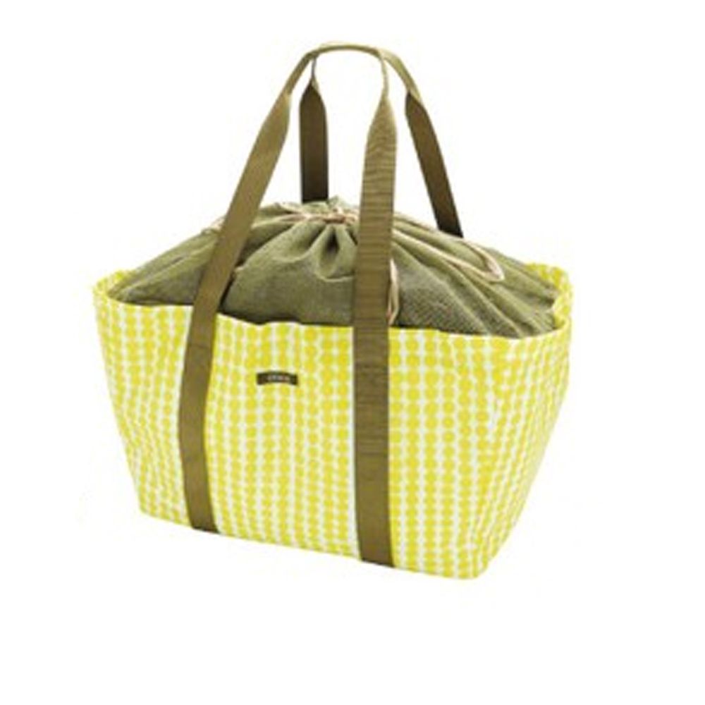 日本現代百貨 - 輕便可收納 保溫保冷袋/購物袋-沁黃點點 (42x22x27.5cm)