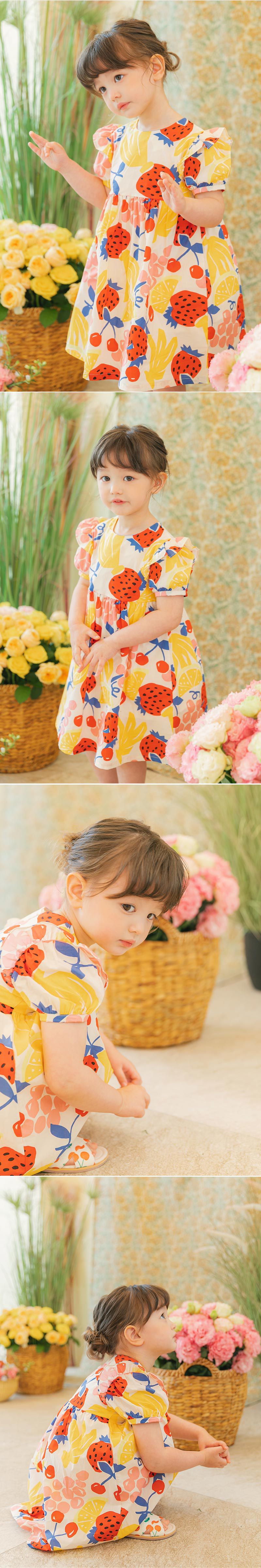 韓國 OZKIZ - (附包包)夏日水果樂園高腰洋裝