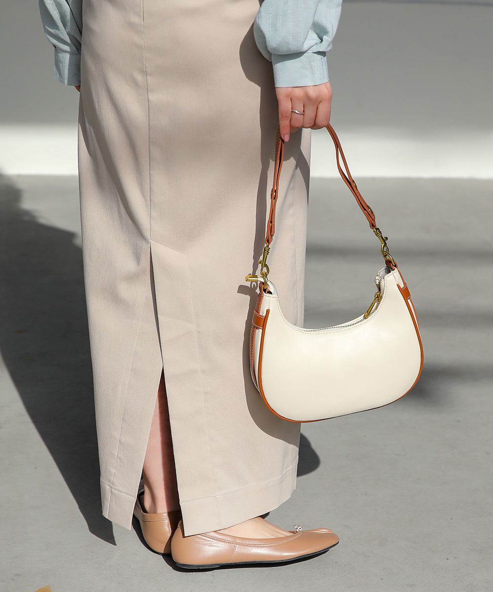 日本 Bab - 時尚皮革滾邊腋下包-黑