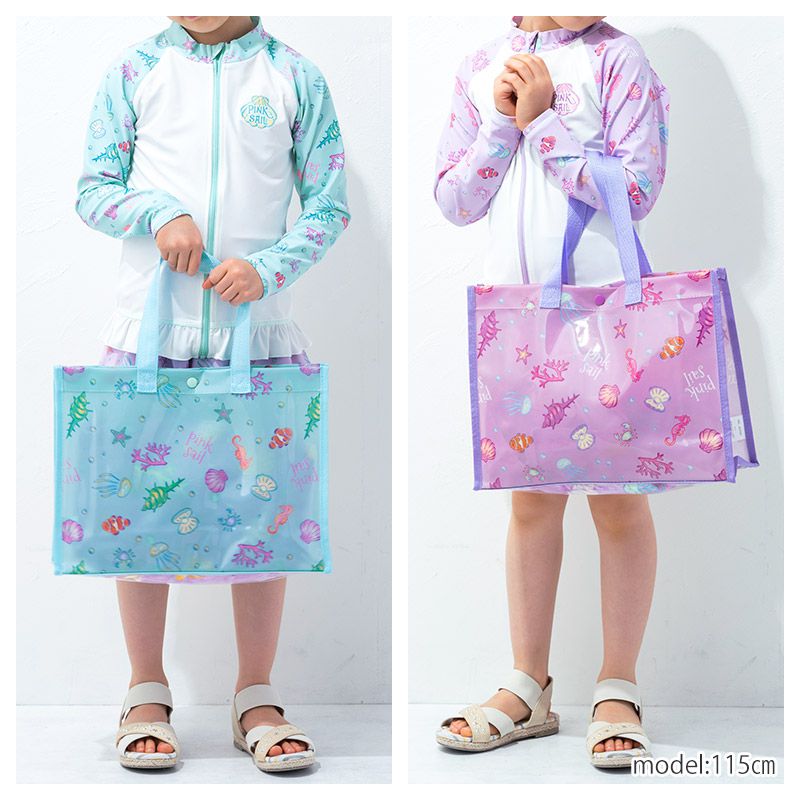 日本 ZOOLAND - 防水PVC手提袋/游泳包-E海洋風情-薄荷 (25x34x11cm)