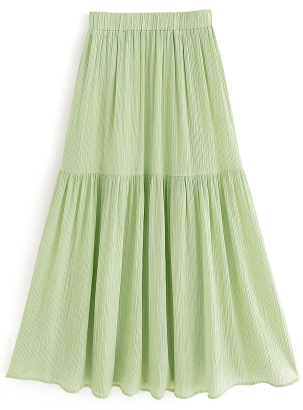 日本 GRL - 嫘縈混楊柳飄逸感長裙-奶油黃 (M)