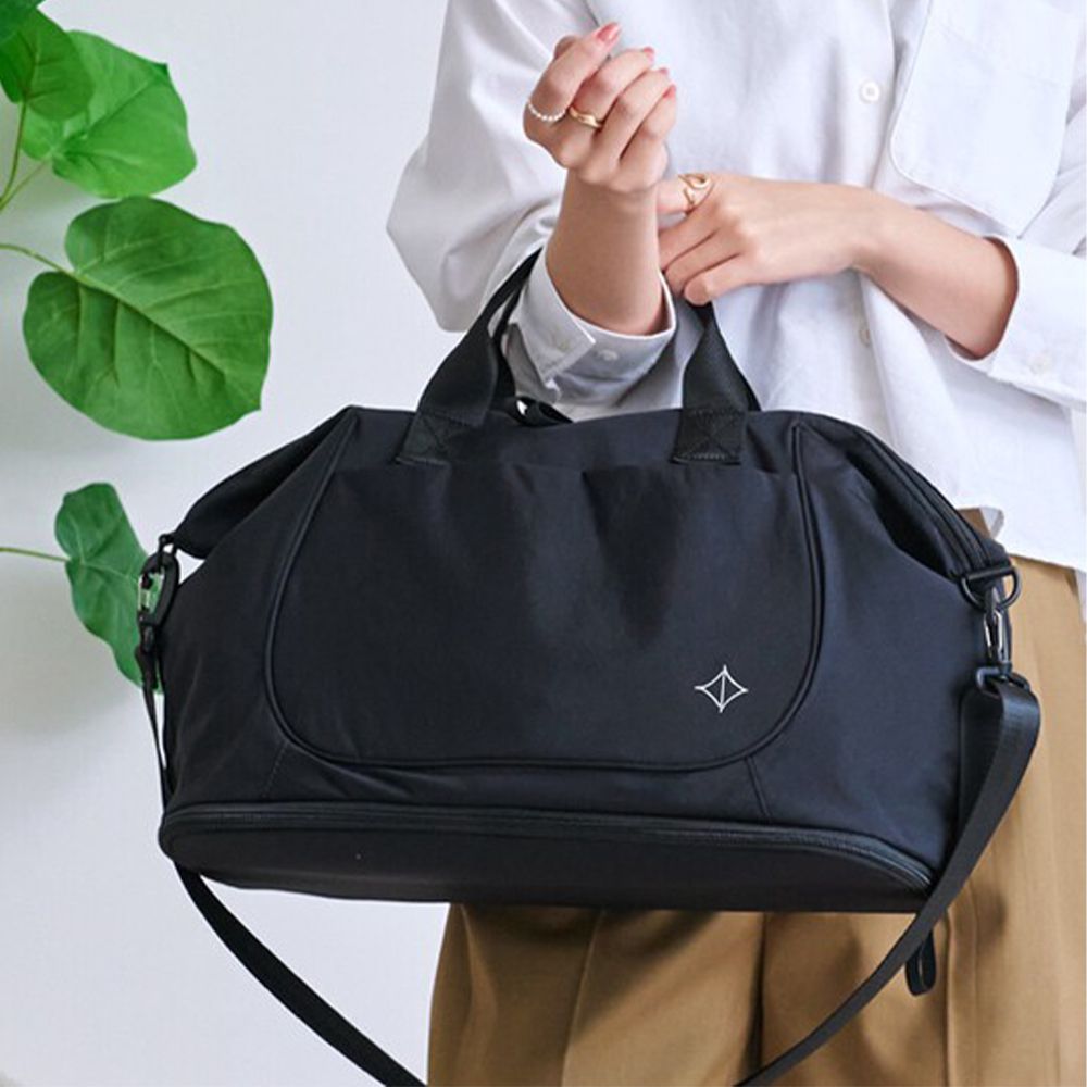 旅行系列 輕量防潑水波士頓包/登機包(可擴張)-黑
