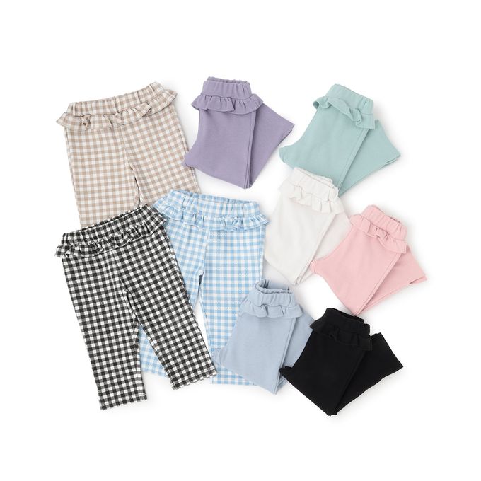 日本 Lycee mine - 腰間QQ荷葉百搭好動七分褲-黑