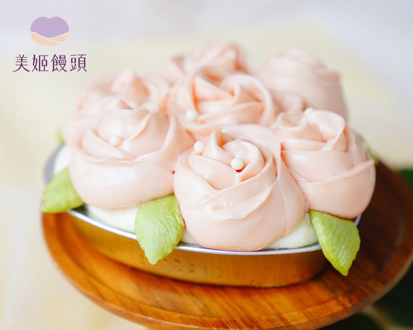 美姬饅頭 - 6吋全素玫瑰花蛋糕造型饅頭 (1入)-300g