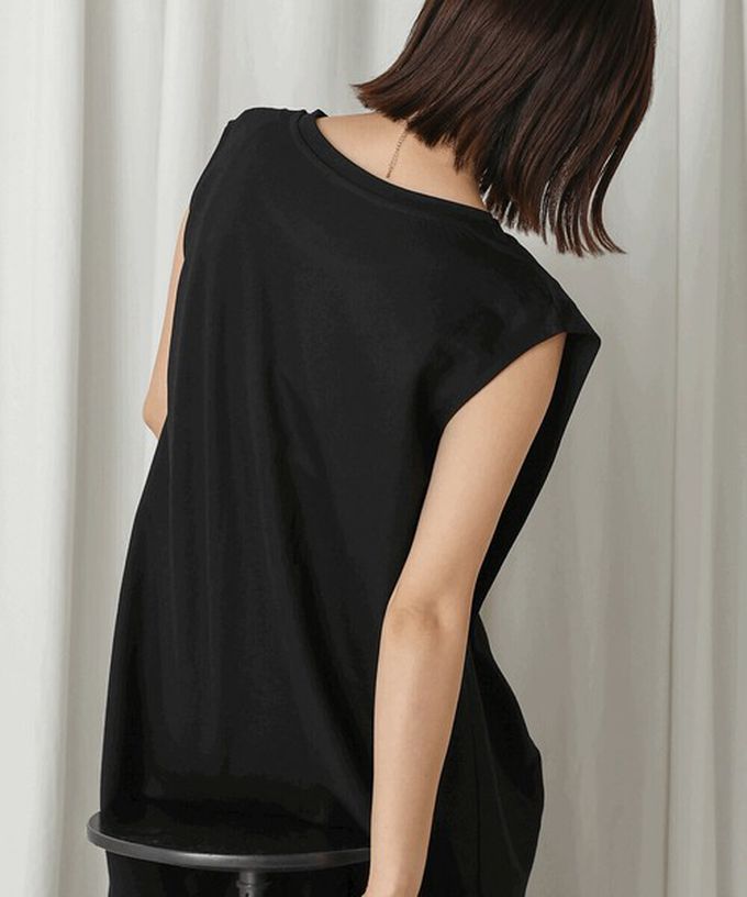 日本 Bab - 透氣嫘縈肩皺摺A字無袖洋裝-焦糖橘