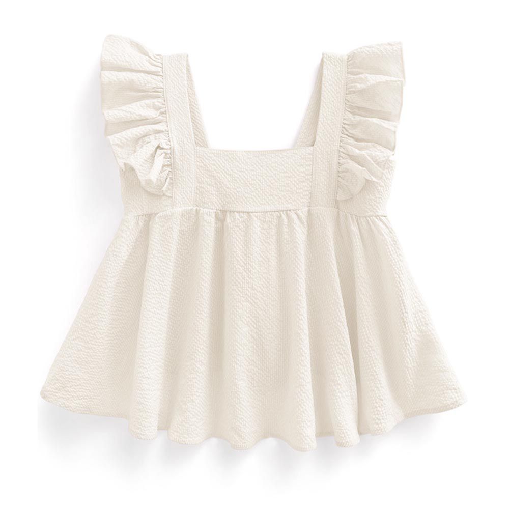 甜美荷葉背後綁帶傘狀背心-象牙杏 (M)