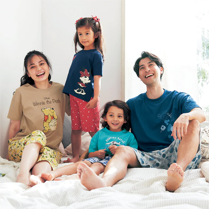 日本千趣會 - (媽媽) 迪士尼 純棉涼爽短袖家居服/睡衣-米奇衝浪-藍x灰藍