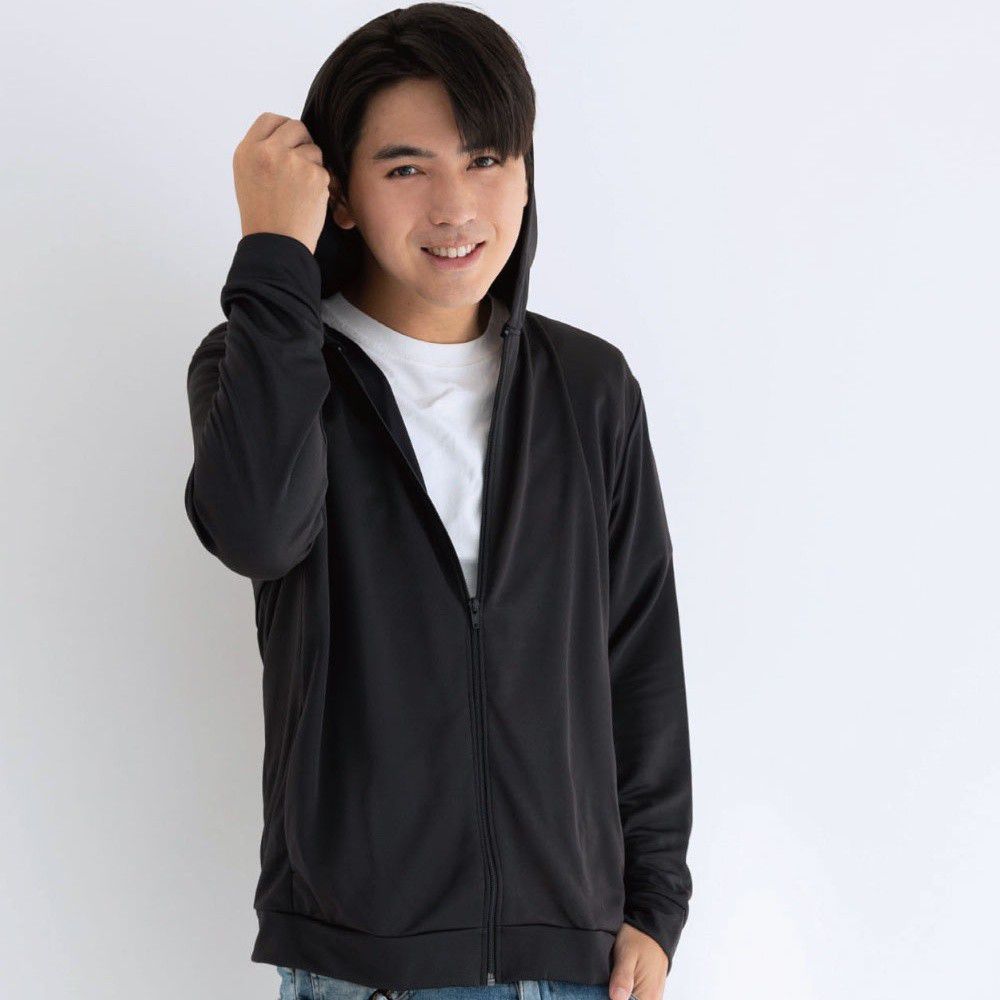 貝柔 Peilou - UPF50+高透氣防曬顯瘦外套-男連帽-黑色