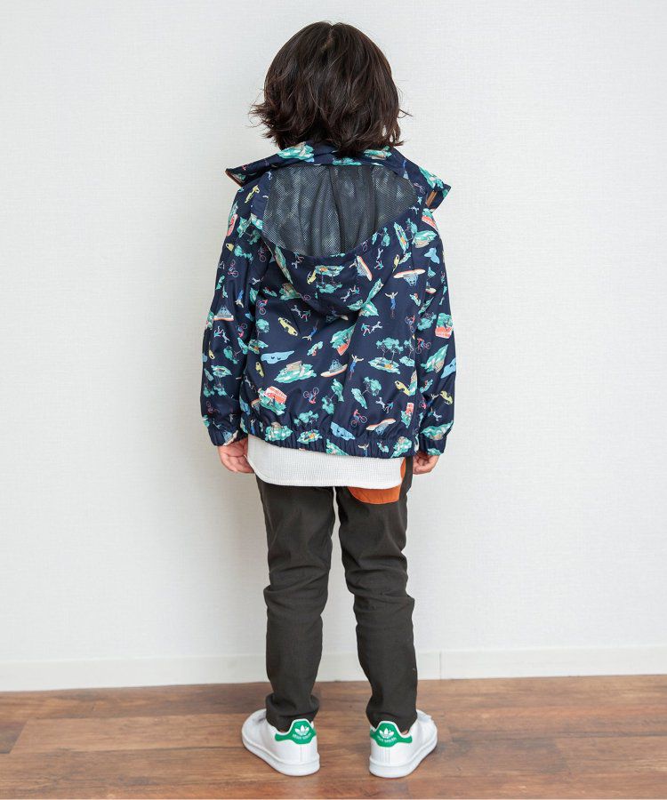 日本 BREEZE - 潑水加工 繽紛連帽防風外套-萊姆