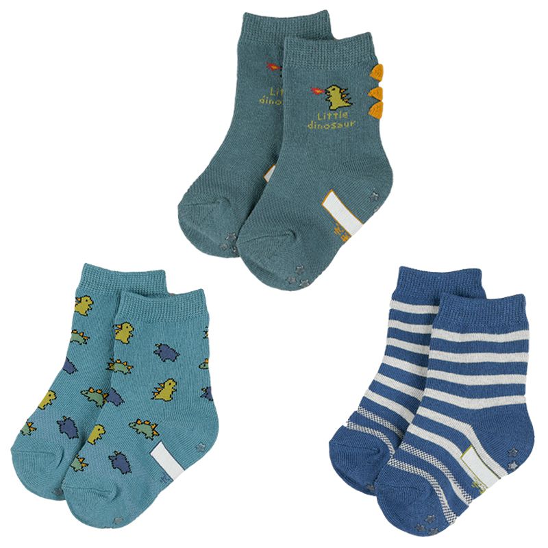 akachan honpo - 男童襪 3雙組-恐龍-綠色 (9~14cm)