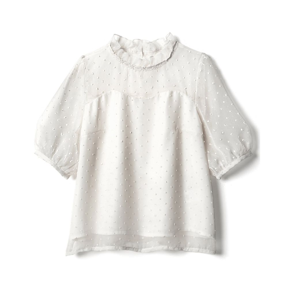 日本 GRL - 透膚點點短袖上衣-天使白