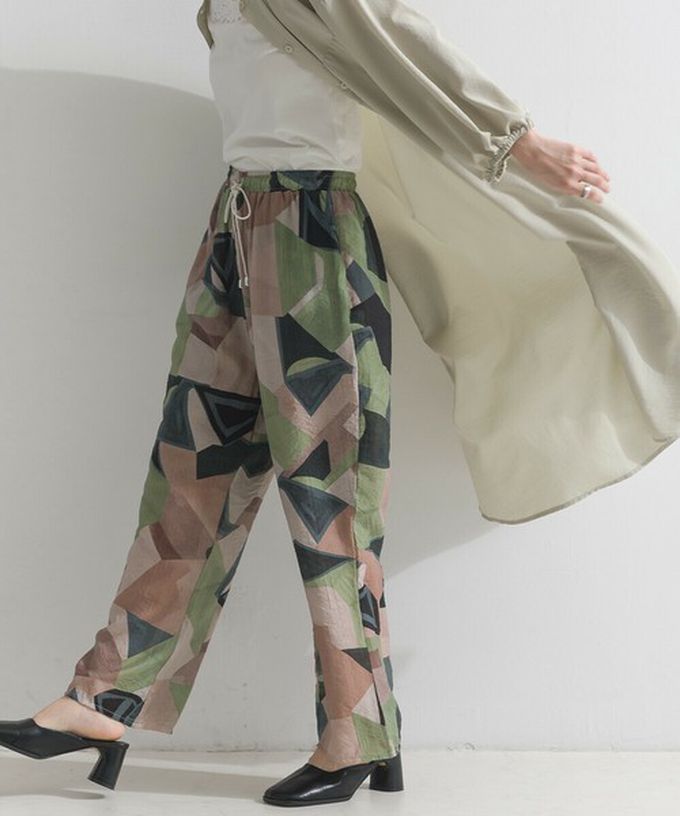 日本 le colis - [人氣款]個性派印花輕盈寬褲-豹紋-卡其