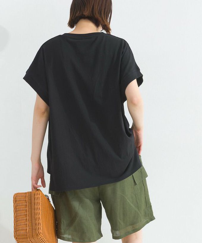 日本 Lupilien - 純棉知性印花法式袖T恤-海軍藍