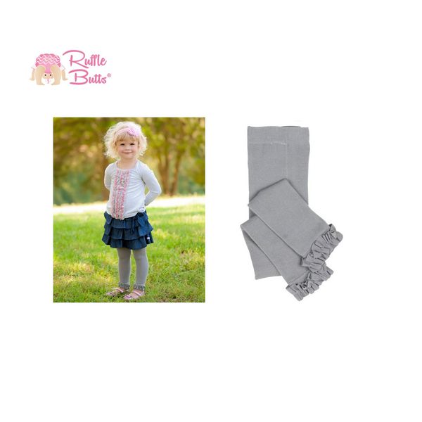 美國 RuffleButts - 小公主甜美荷葉邊內搭褲(襪)-灰色