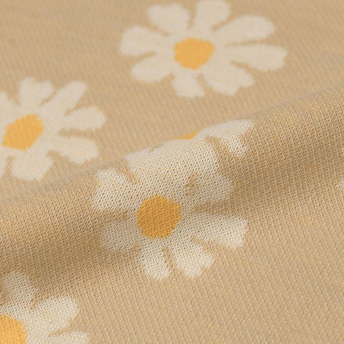 akachan honpo - 10分褲-小花圖案緹花-淺卡其色