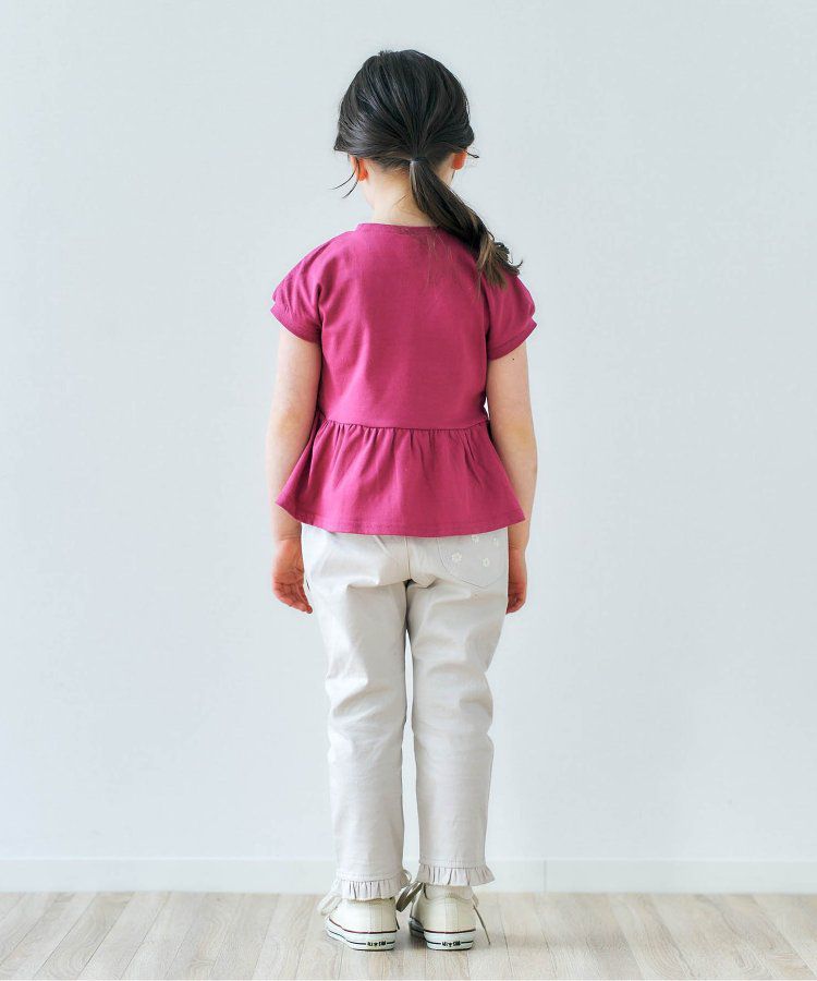 日本 apres les cours - 下擺傘狀蝴蝶結短袖上衣-桃紫