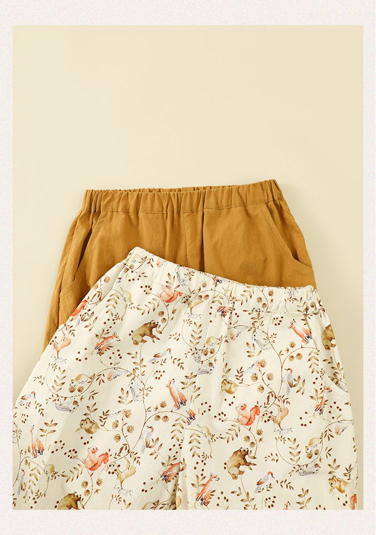 森林系寬寬束口長褲-咖啡色